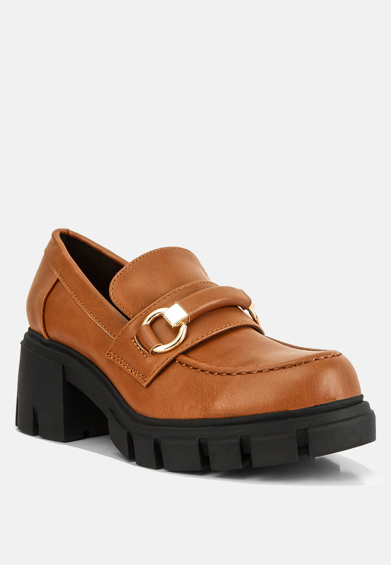 chunky platform loafers by rag#color_tan