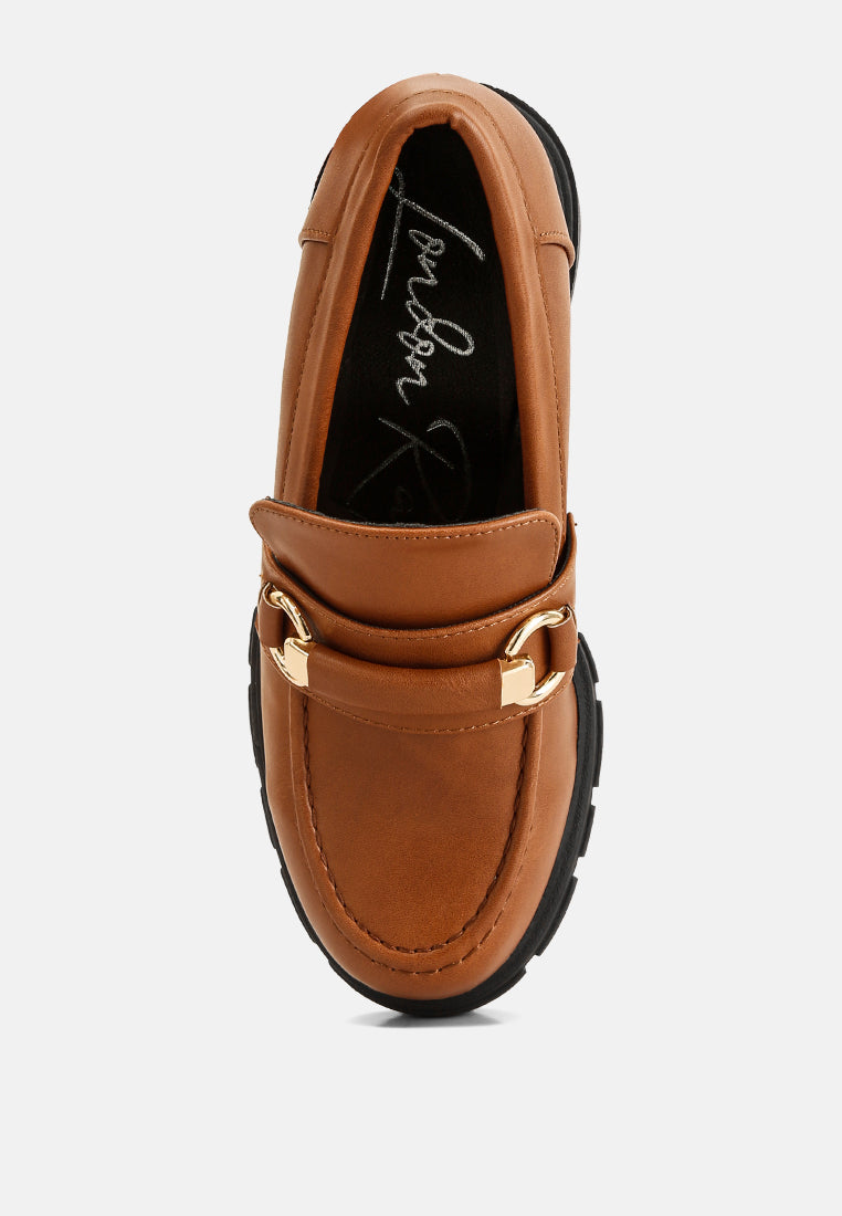 chunky platform loafers by rag#color_tan