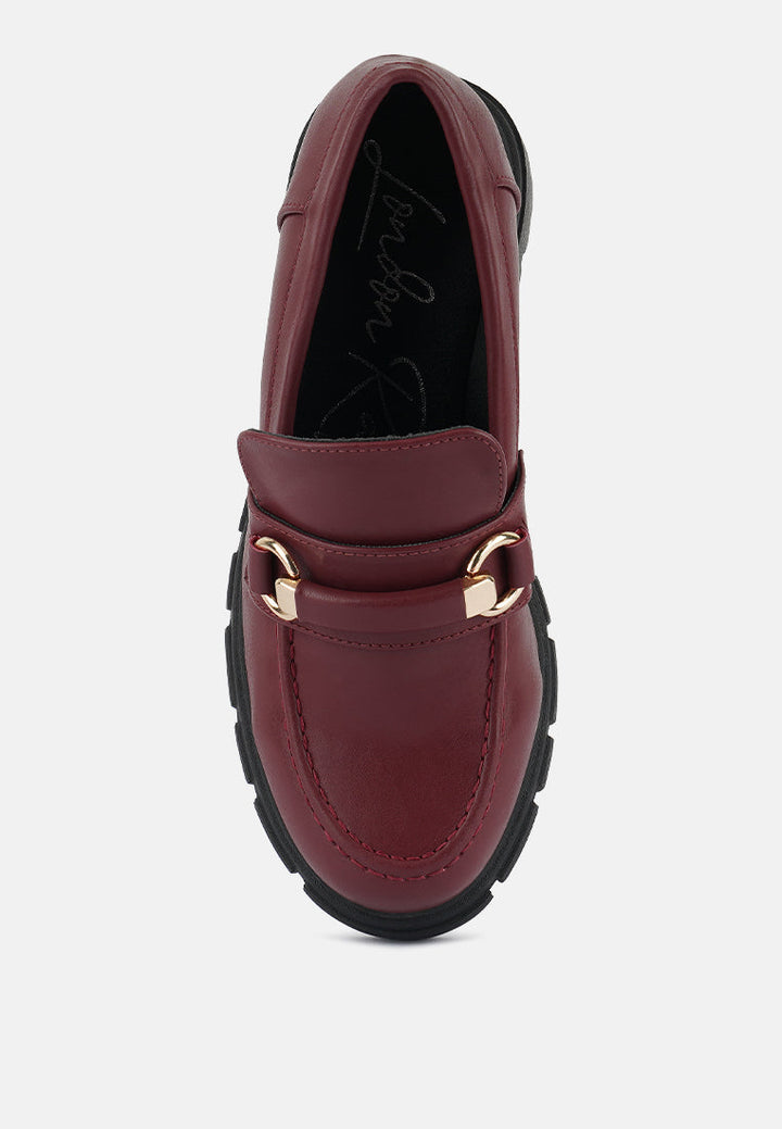 chunky platform loafers by rag#color_burgundy