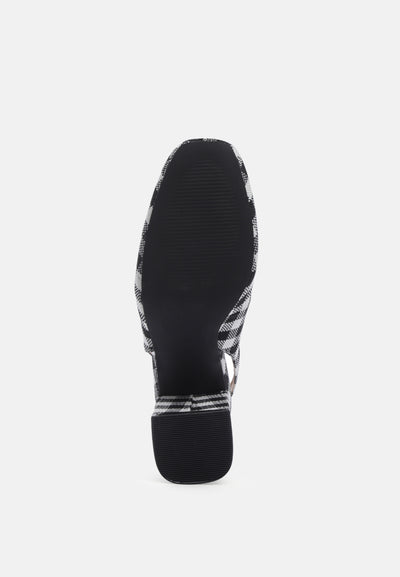 cinthia gingham check heeled slingback sandals#color_black