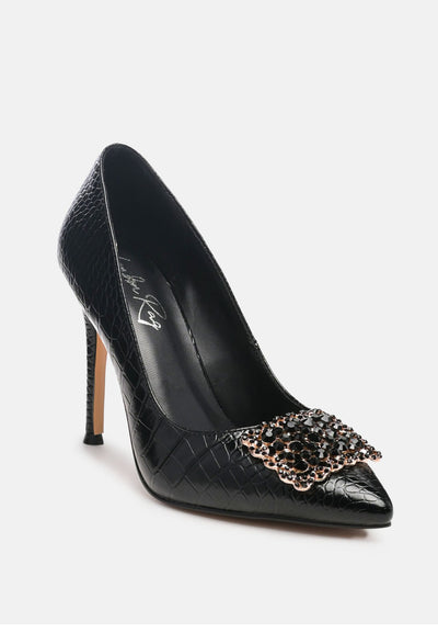 cirrus diamante embellished brooch stiletto faux leathermps#color_black