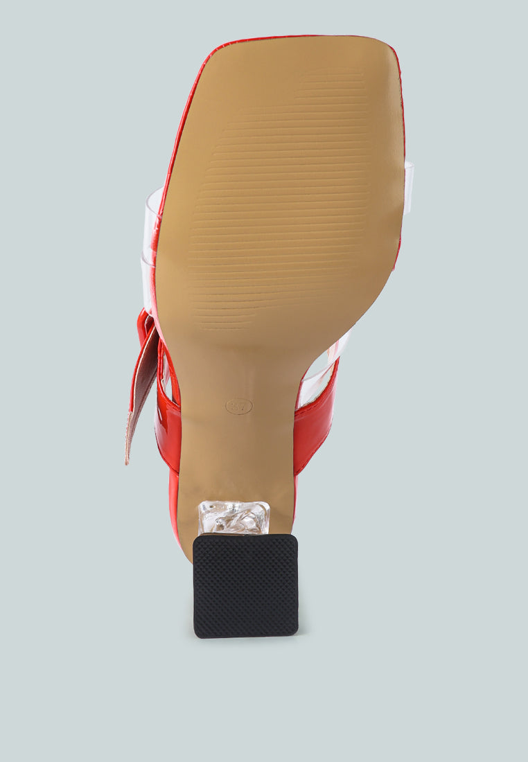 city girl printed mid heel slide sandals#color_red