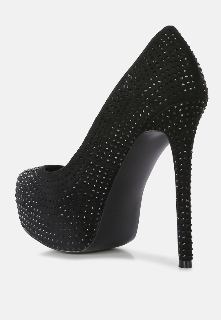 clarisse diamante faux suede high heeled pumps#color_black