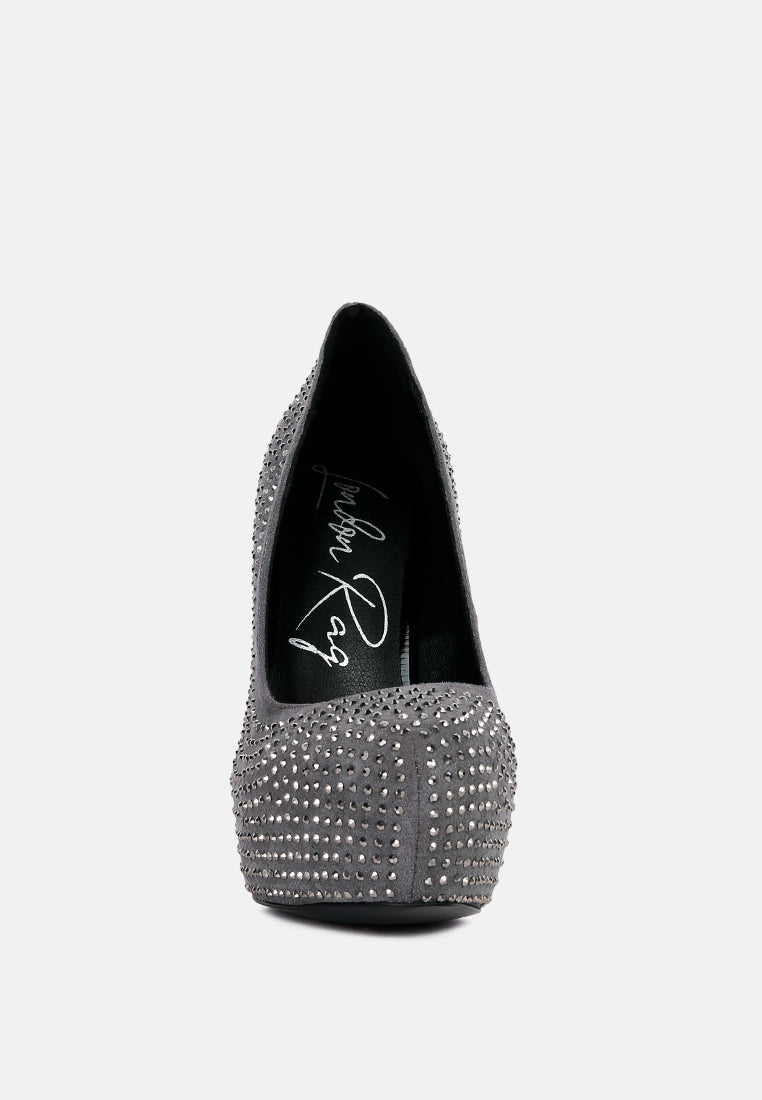 clarisse diamante faux suede high heeled pumps#color_grey