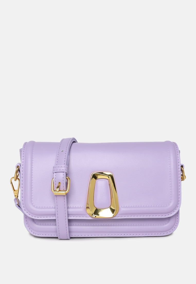 classic gold buckle flap bag#color_purple