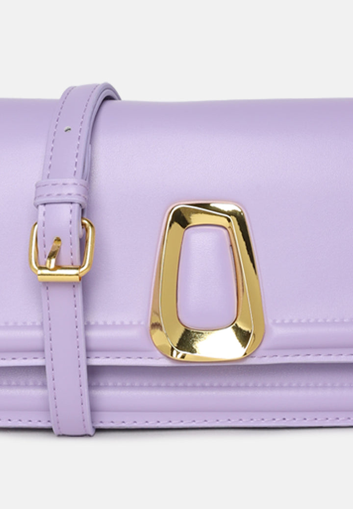 classic gold buckle flap bag#color_purple