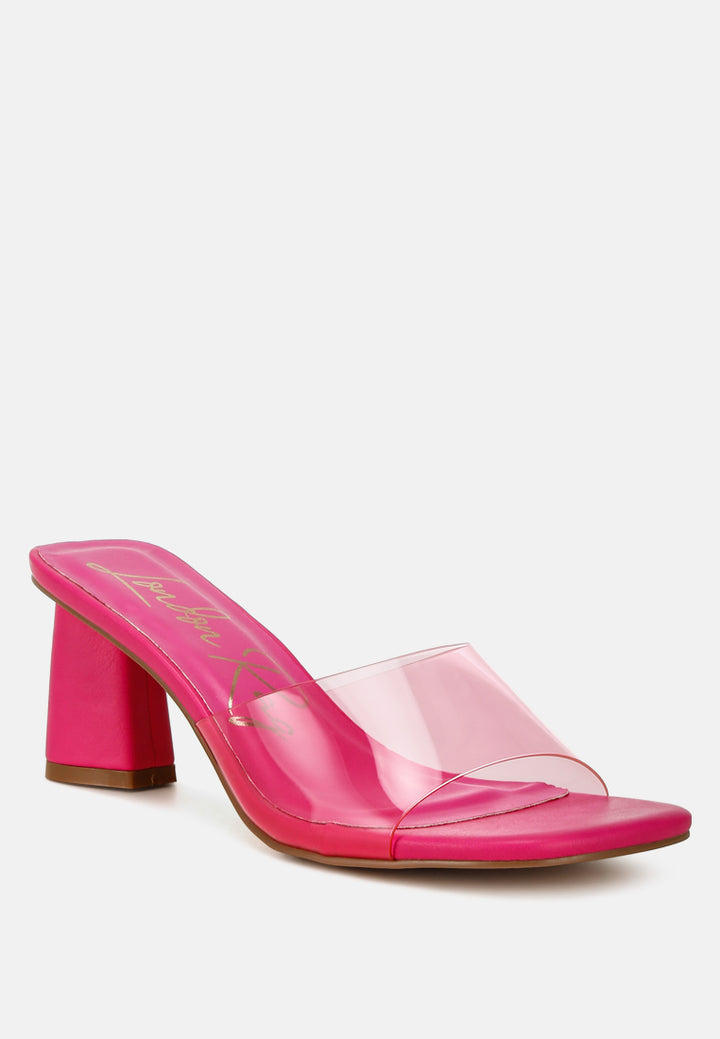 clear flirt clear strap slip on heel sandals#color_pink