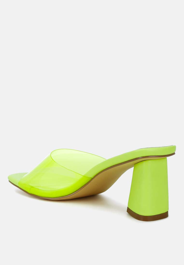 clear flirt clear strap slip on heel sandals#color_lime