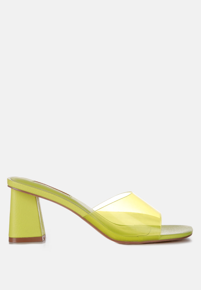 clear flirt clear strap slip on heels sandals#color_lime