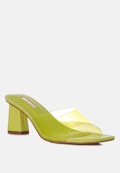 clear flirt clear strap slip on heels sandals#color_lime