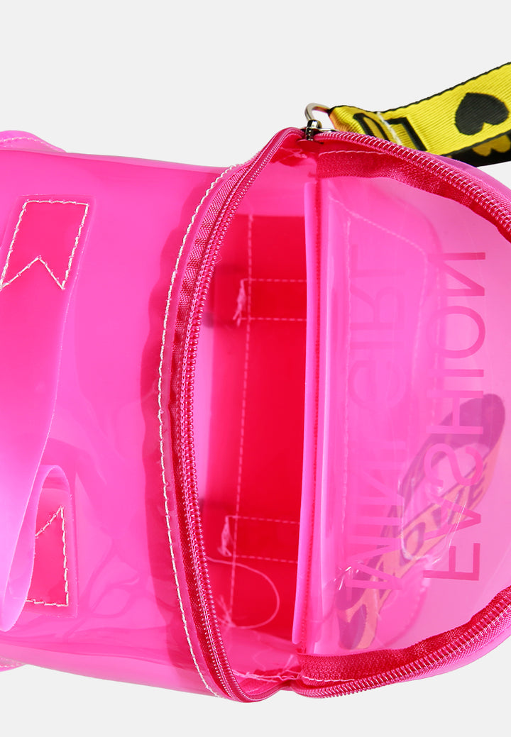clear mini backpack#color_neon-pink