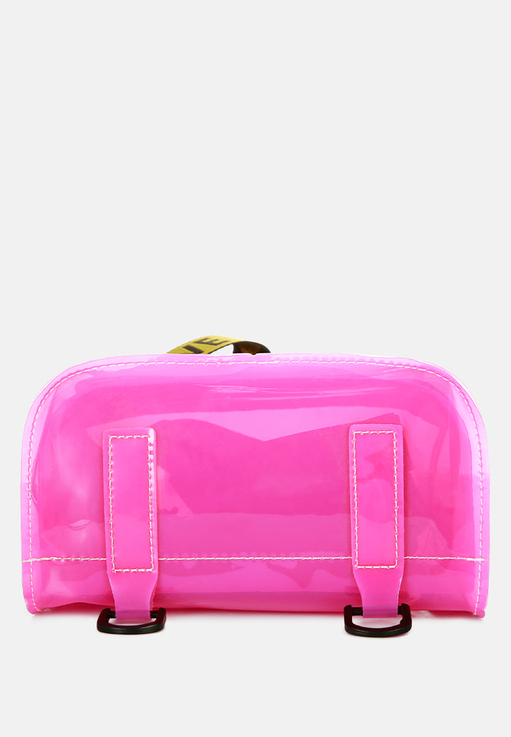 clear mini backpack#color_neon-pink