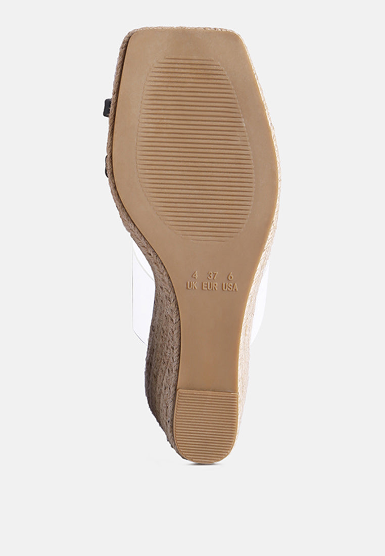 clear path toe ring espadrilles wedge sandals#color_black