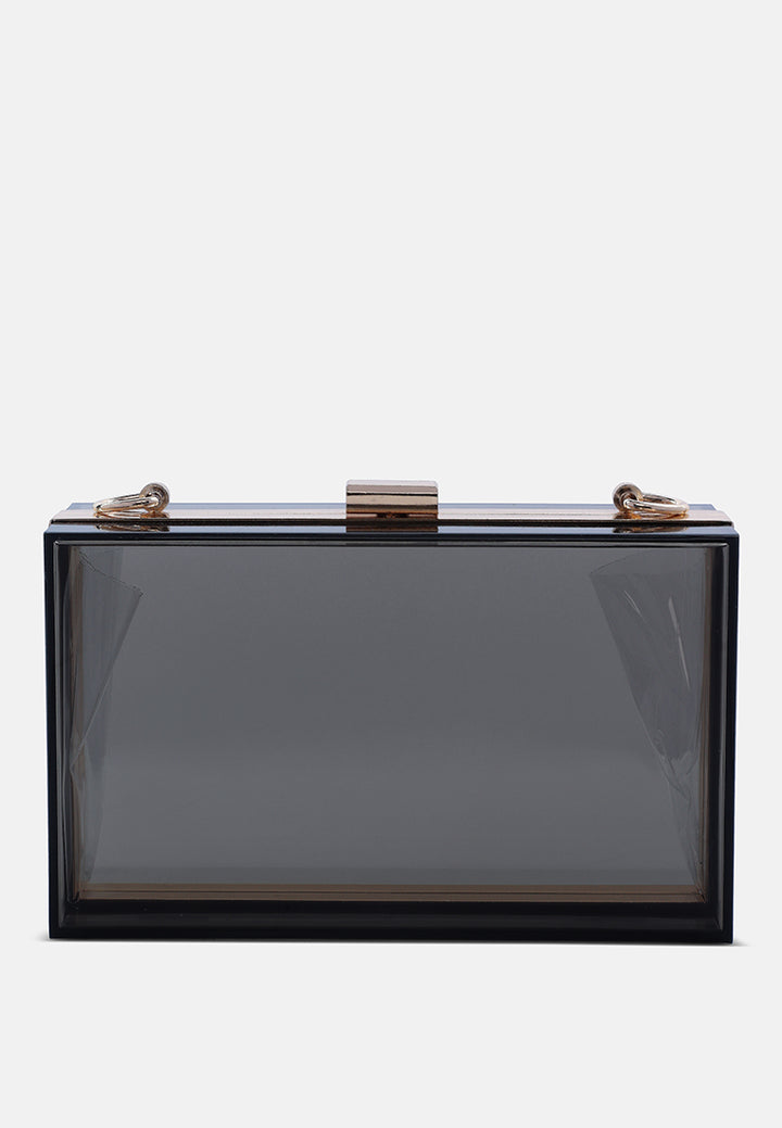 clear rectangle clutch bag#color_black