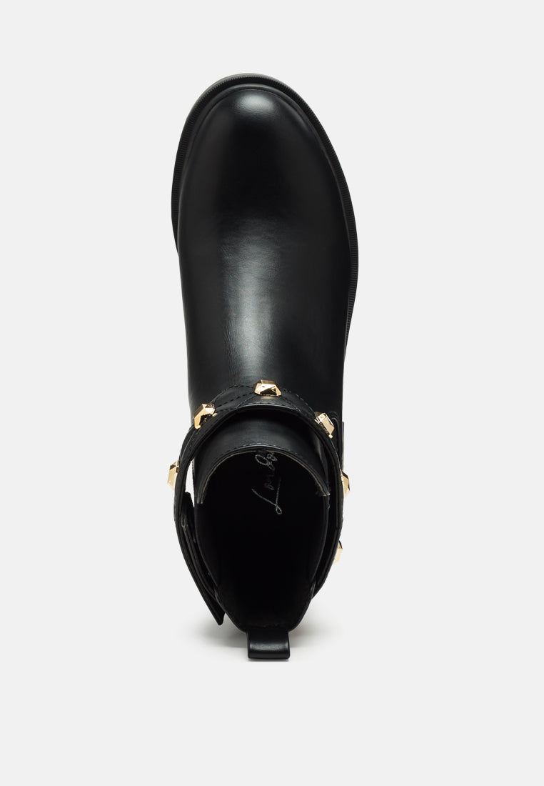 cleopa metallic stud embellished chelsea boots#color_black