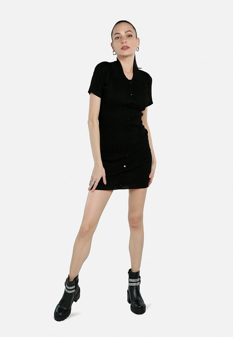 collared bodycon sweater dress by ruw#color_black