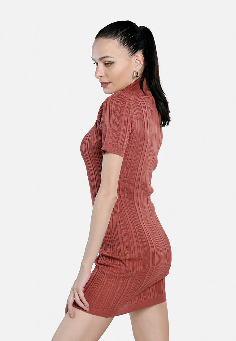 collared bodycon sweater dress by ruw#color_burgundy