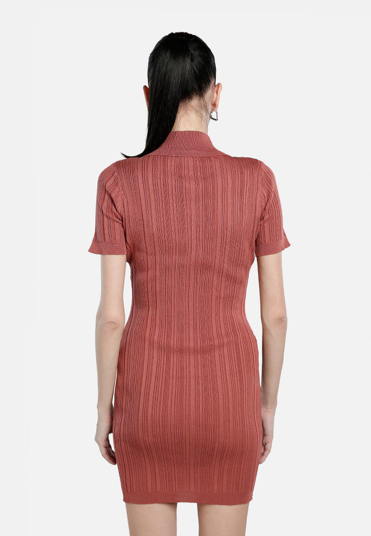 collared bodycon sweater dress#color_burgundy