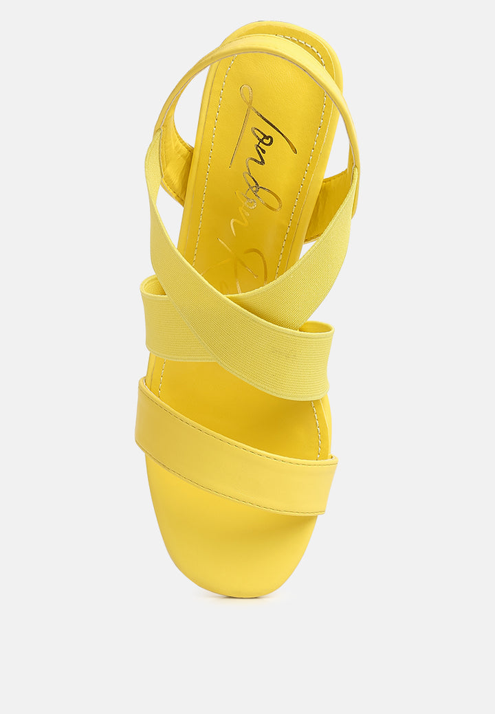 comfortable straps block heel sandals#color_yellow