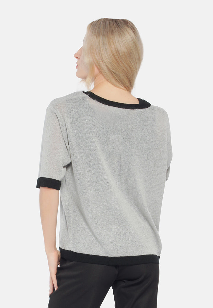 contrast neck and sleeve rib t-shirt#color_black