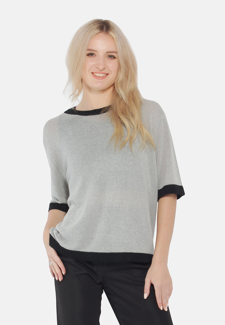 contrast neck and sleeve rib t-shirt#color_black