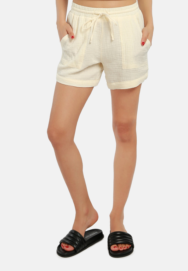 cool summer drawstring shorts#color_beige
