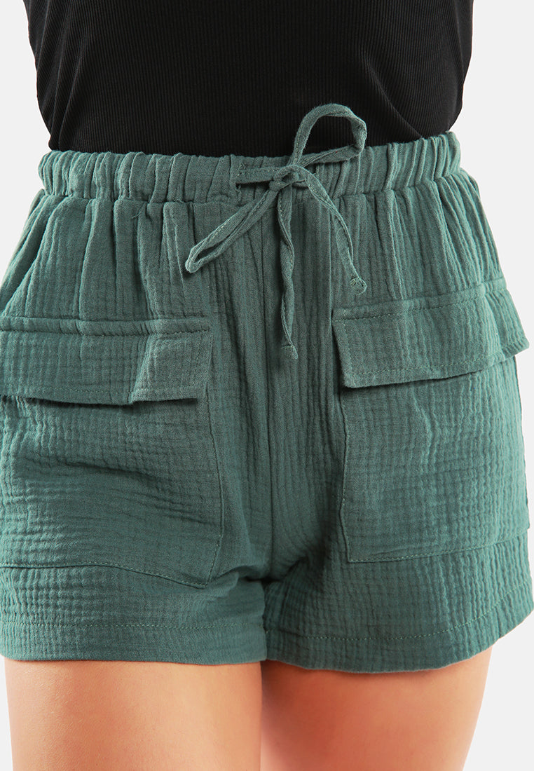 cool summer drawstring shorts#color_matt-green