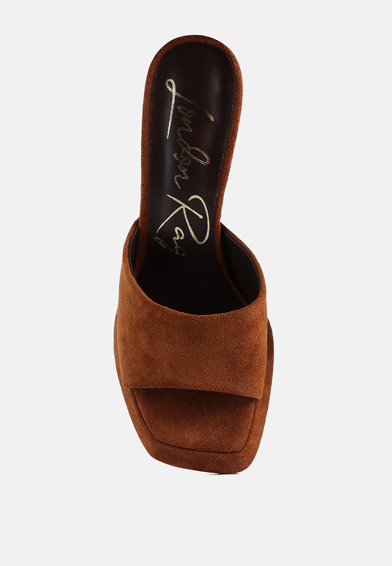 copyme faux suede mid heel classic sandals#color_tan