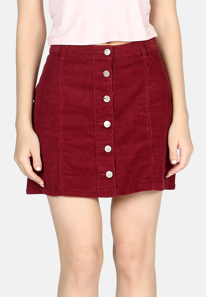 corduroy short skirt#color_burgundy