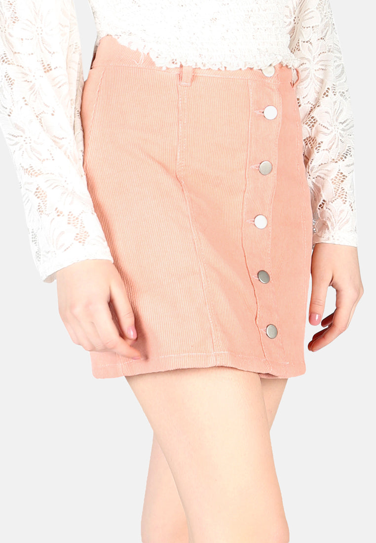 corduroy short skirt#color_pink
