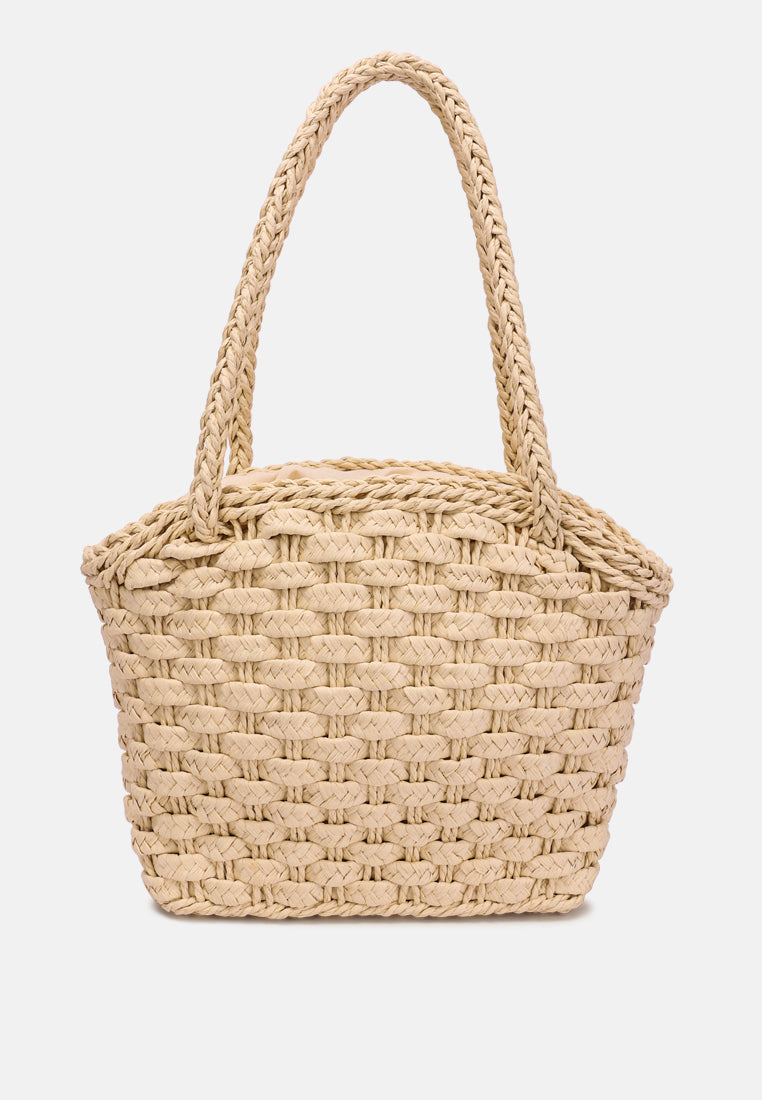 cotton rope satchel bag by ruw#color_beige