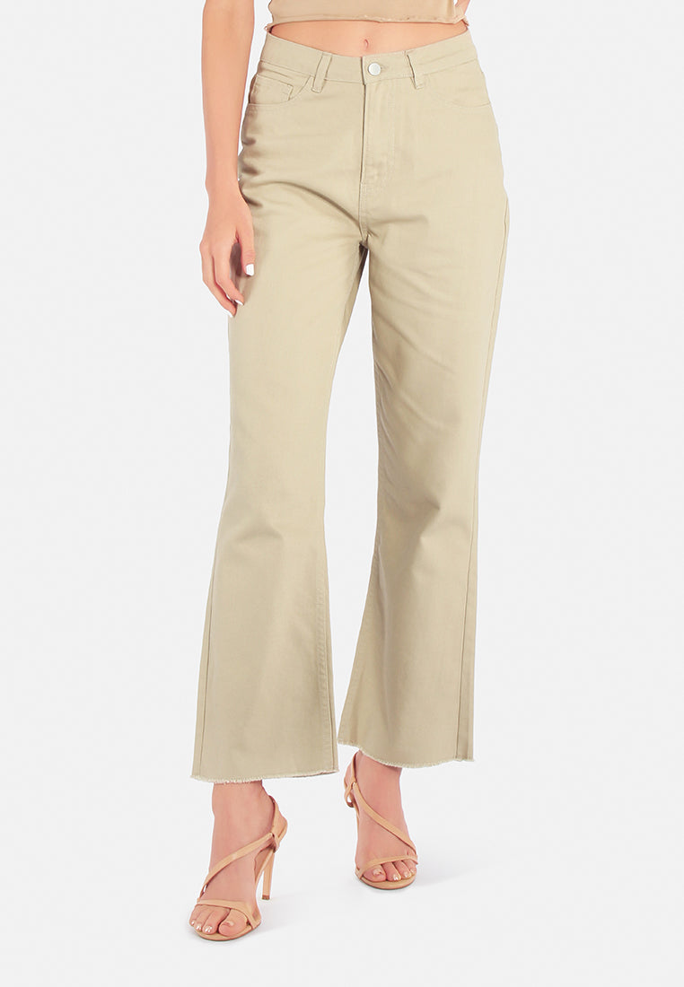 cotton wide fit high waist trousers#color_brown