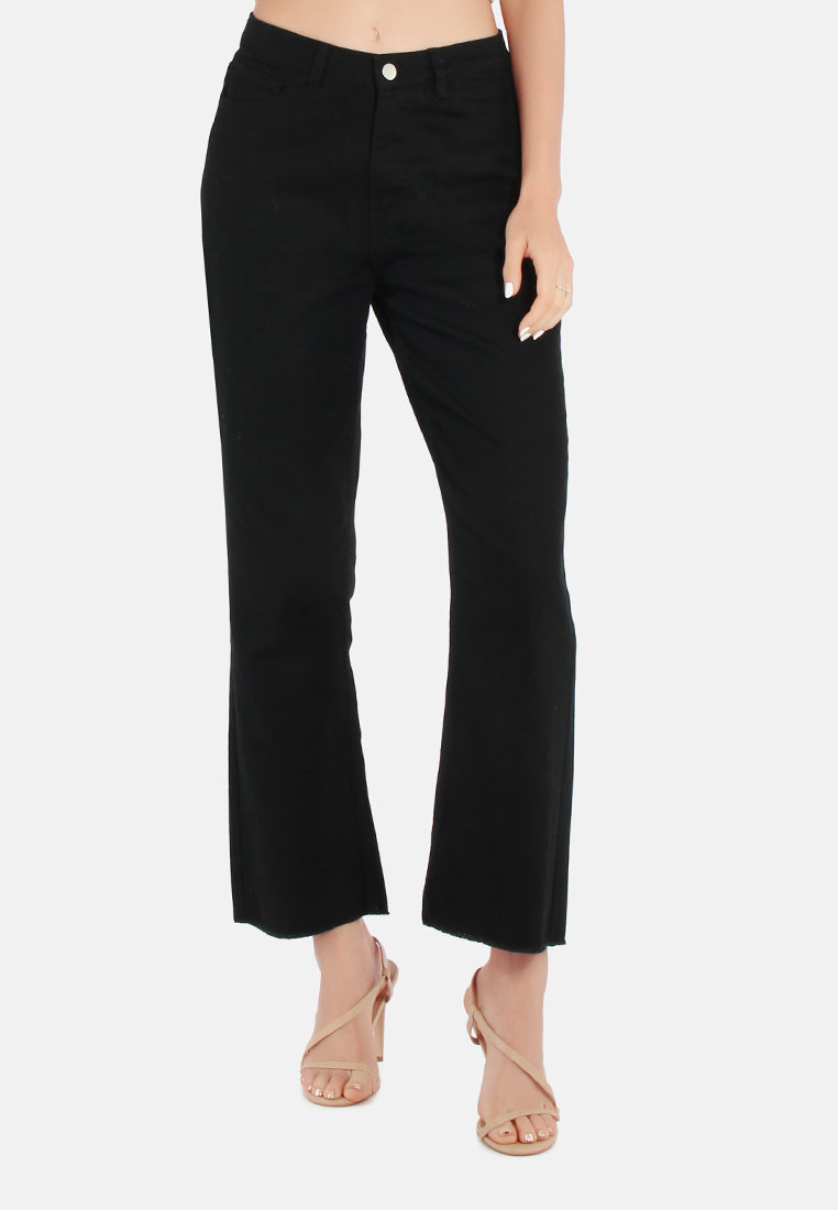 cotton wide fit high waist trousers#color_black