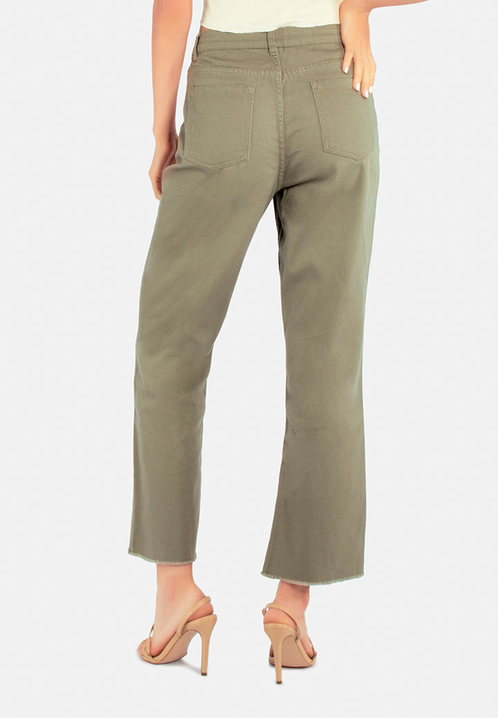 cotton wide fit high waist trousers#color_olive