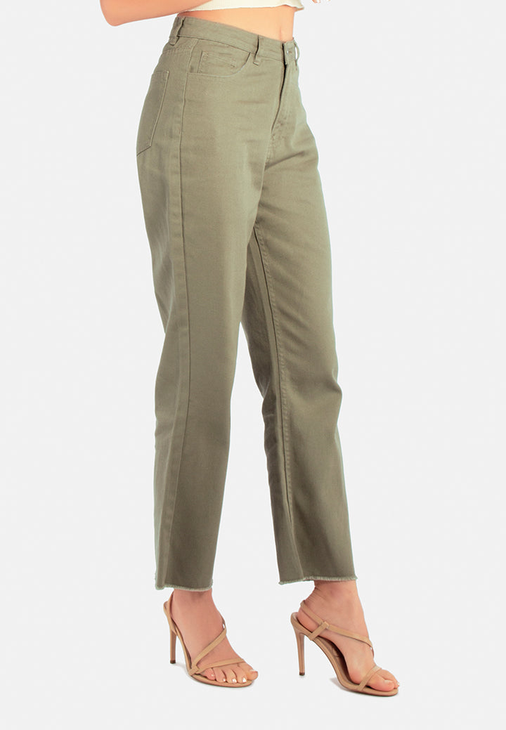 cotton wide fit high waist trousers#color_olive