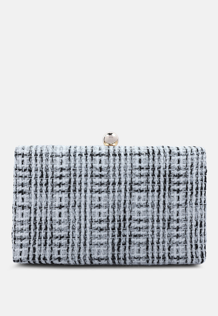 creative weave clutch bag#color_white/black