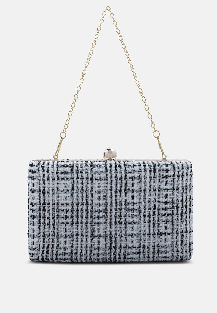 creative weave clutch bag#color_white/black
