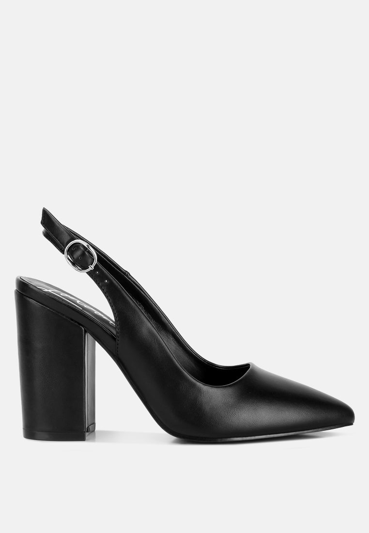 creidne block heel pointed toe sandals#color_black