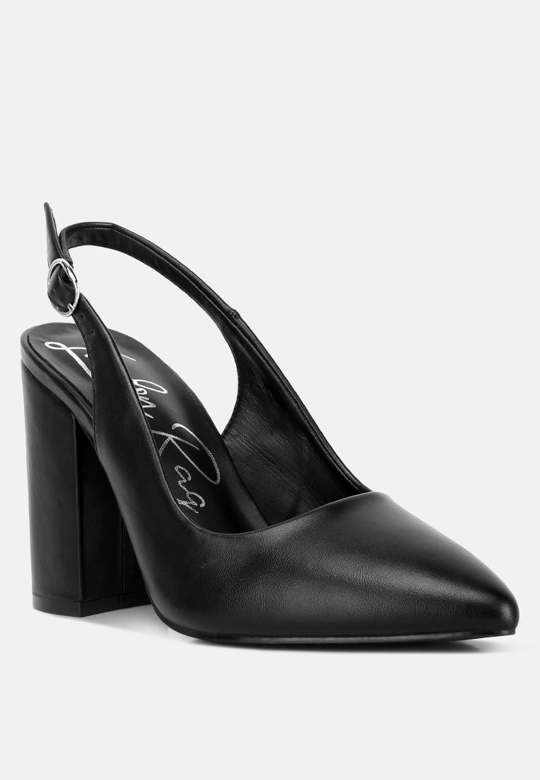 creidne block heel pointed toe sandals#color_black