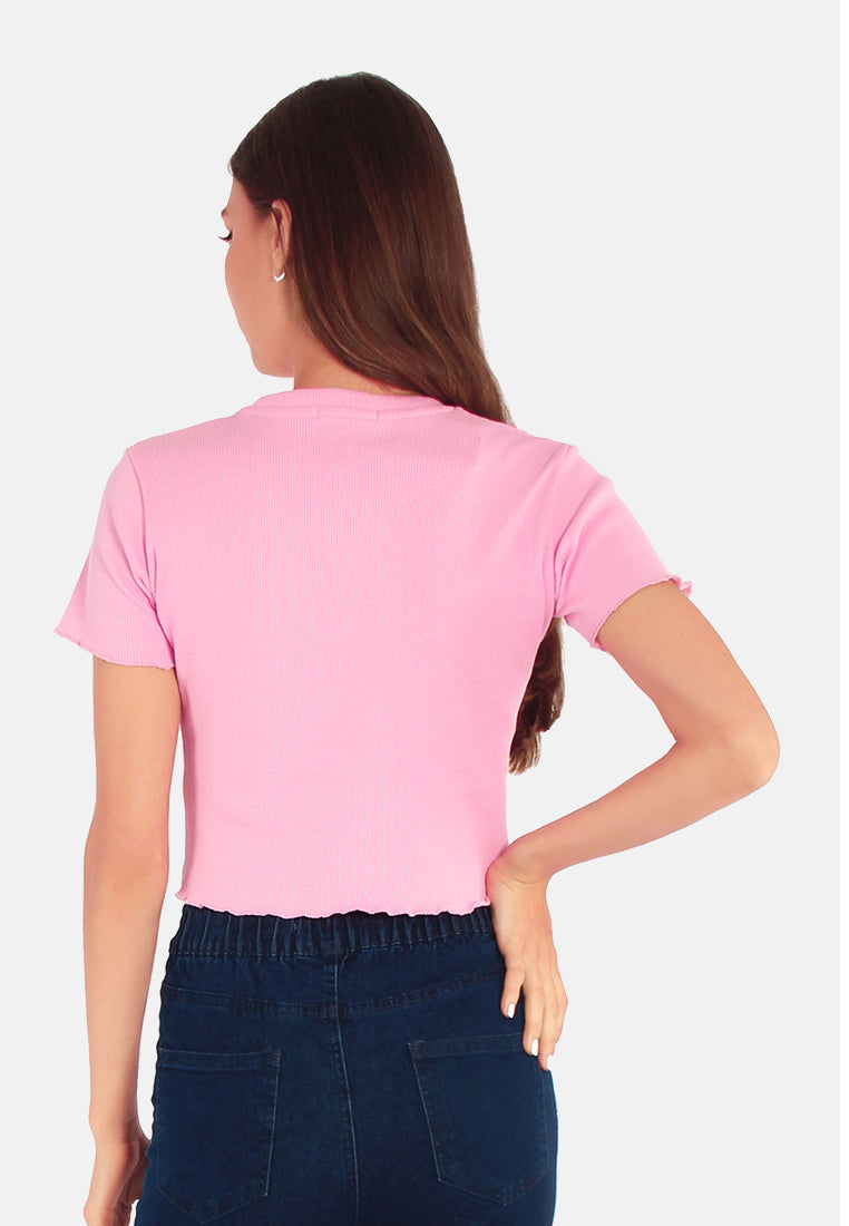 crew neck rib knit top#color_pink