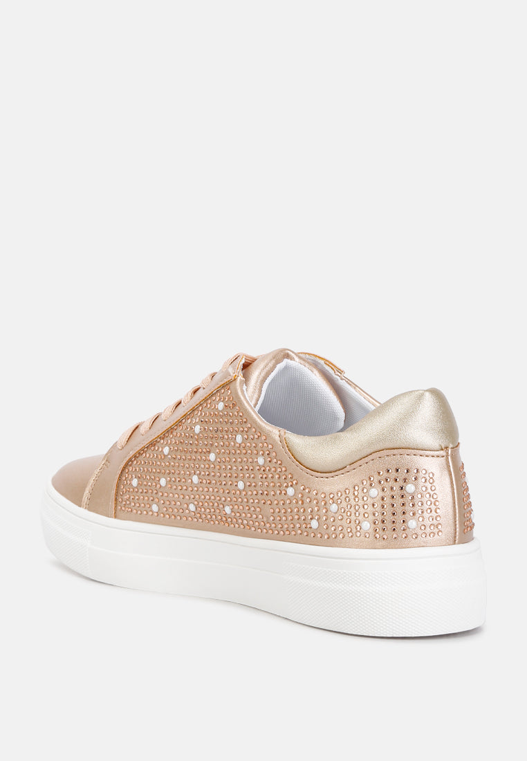 cristals rhinestone & pearl embellished sneakers#color_champagne-gold