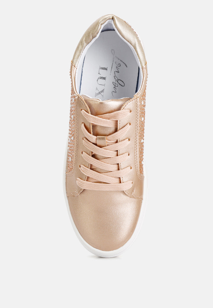 cristals rhinestone & pearl embellished sneakers#color_champagne-gold