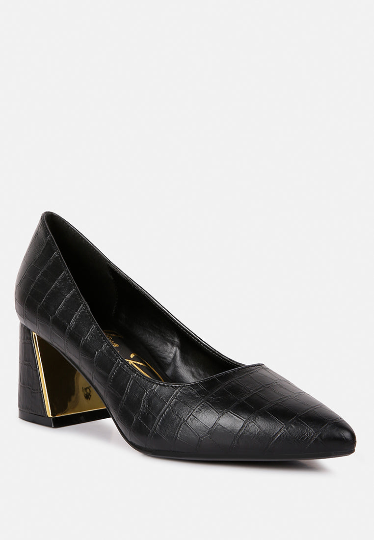 emersyn croc block heel pump shoes by rag#color_black