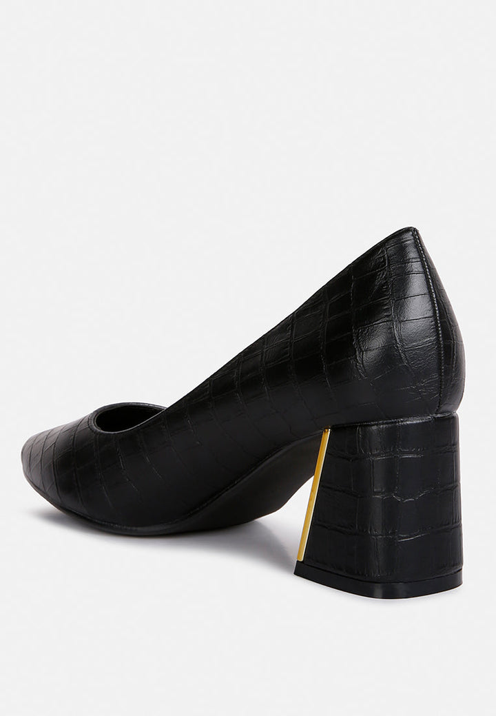 emersyn croc block heel pump shoes by rag#color_black