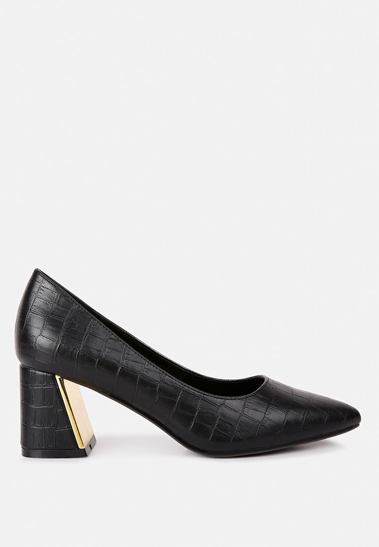 emersyn croc block heel pump shoes by rag#color_black