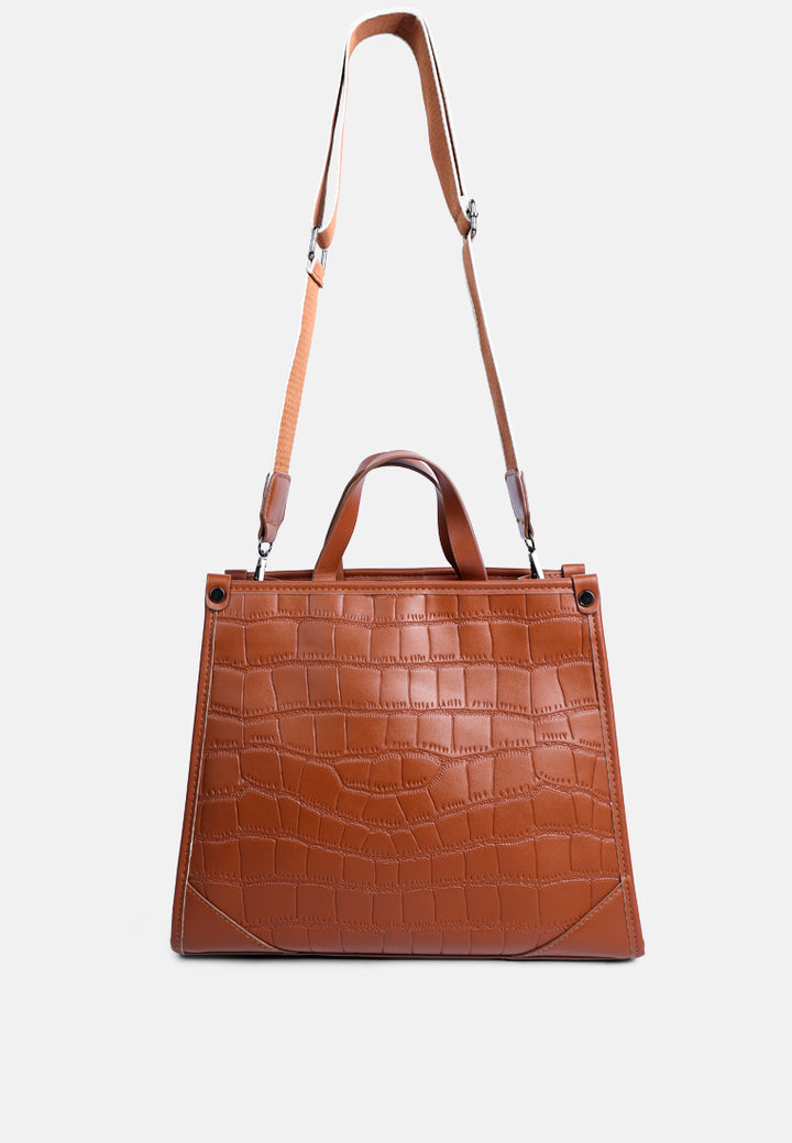 croco hand bag#color_brown