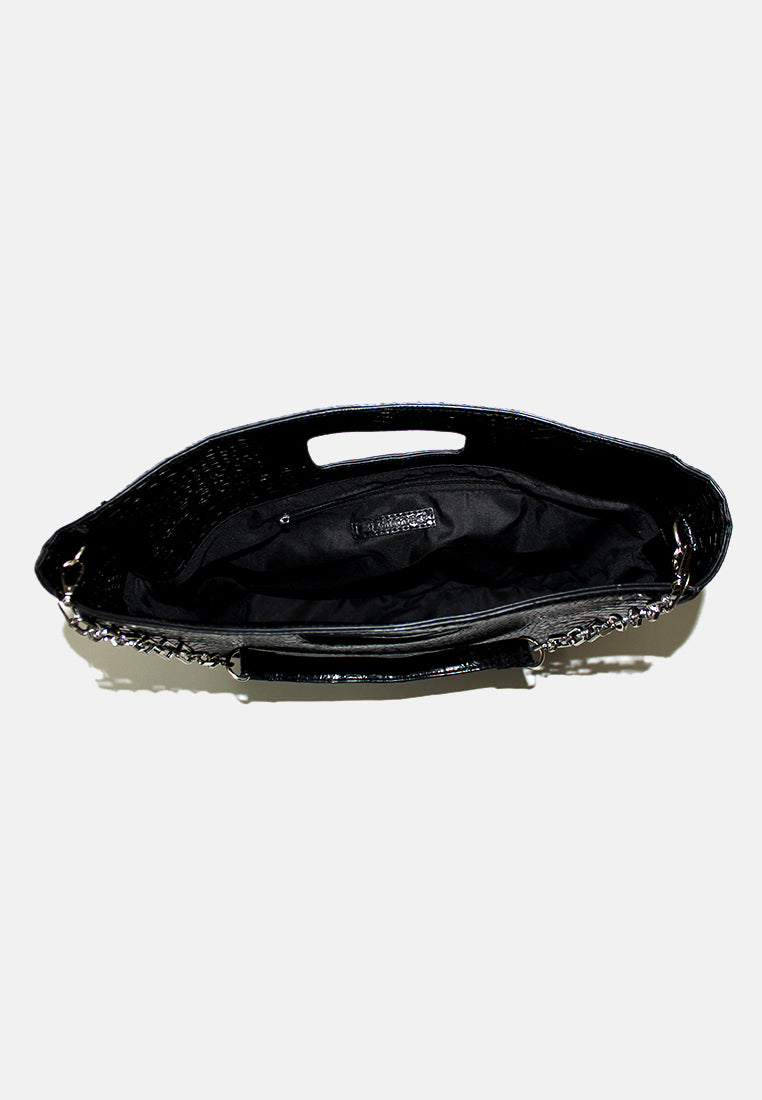 croc patterened hand bag#color_black