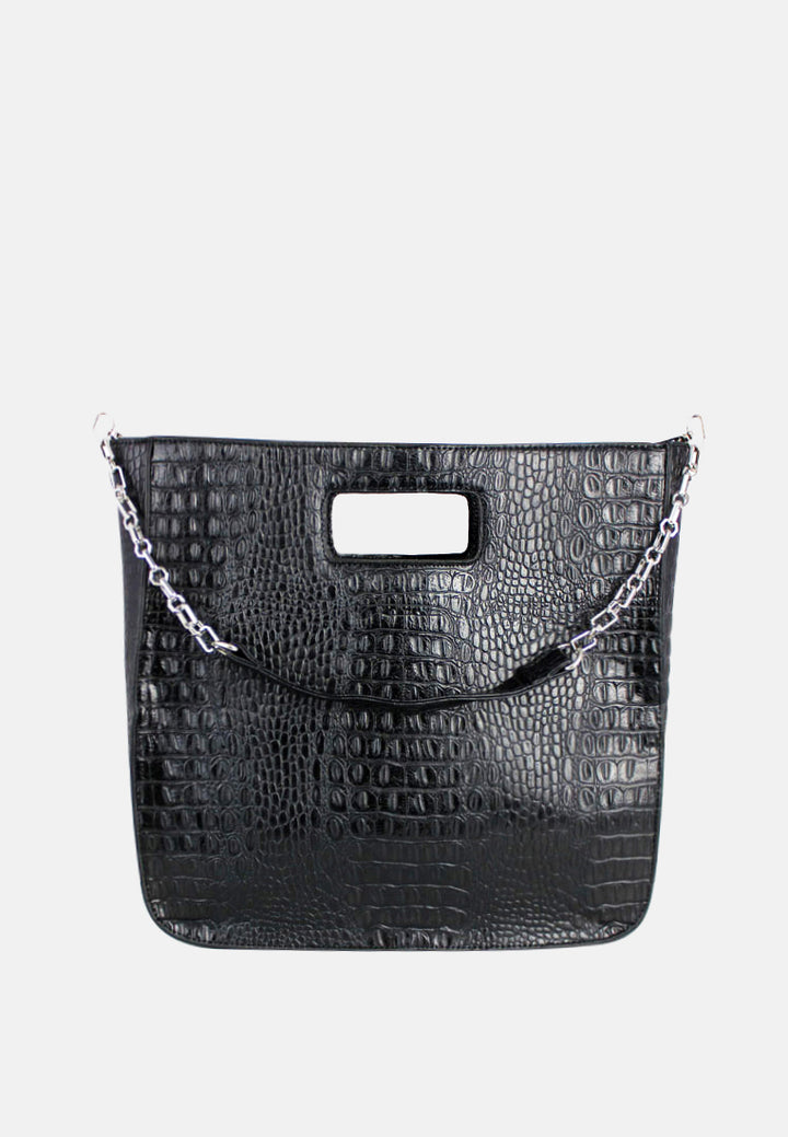 croc patterened hand bag#color_black