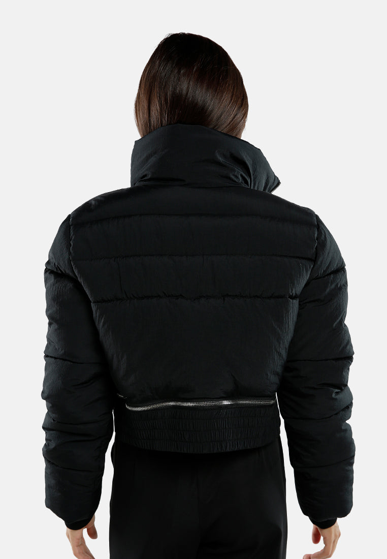 cropped detachable turtleneck puffer jacket#color_black