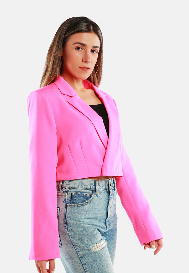 cropped tailored blazer#color_bright-pink